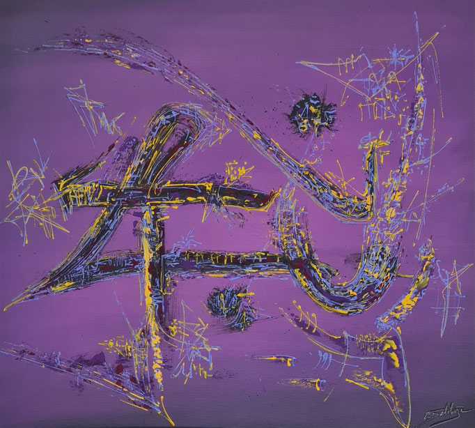 Pensée Evadée - Eric Delahaye - acrylique sur toile - 70x80 cm - série Effusion - 2025