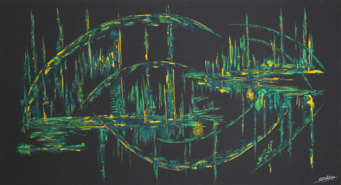 Epanoui - Eric Delahaye - acrylique au couteau sur toile - 60x110 cm - série Vibrations