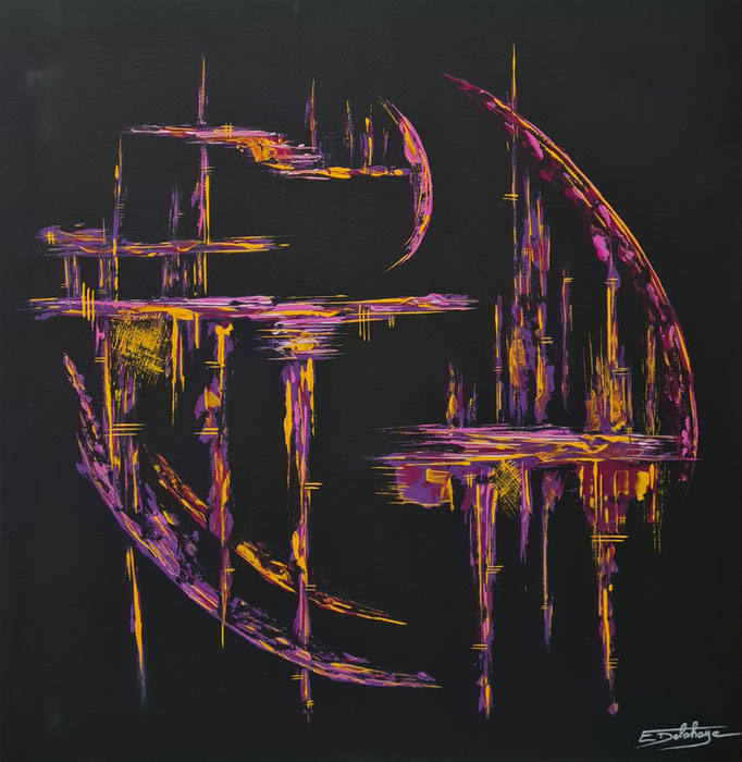 Vibrant - Eric Delahaye - acrylique au couteau sur toile - 46x46 cm - série Vibrations