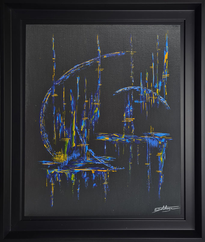 Intrigue - Eric Delahaye - acrylique au couteau sur toile - 33x41 cm - série Vibrations