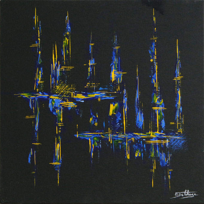 Trouble - Eric Delahaye - acrylique au couteau sur toile - 30x30 cm - série Vibrations