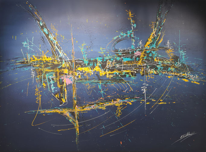 Energies des Profondeurs - Eric Delahaye - acrylique sur toile - 130x180 cm - série Effusion - 2025