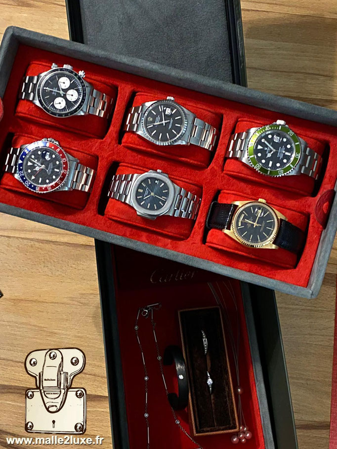 Boite militaire US pour 100 cartouches calibre 50 pour 8 montres de luxe Rolex