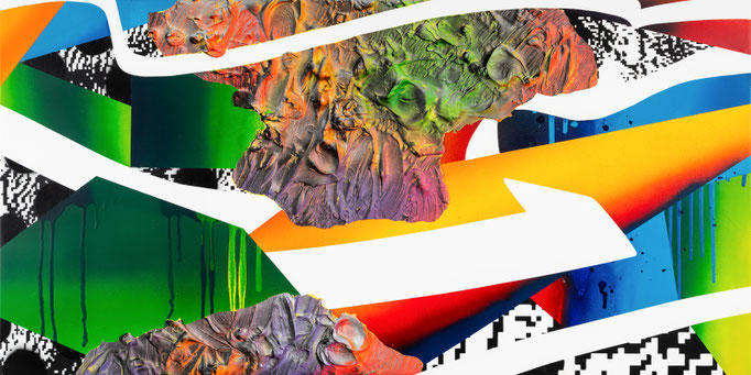 combination-river flow 13/2021/H500xW1000xD50mm/wood panel,cotton cloth,acrylic,spray