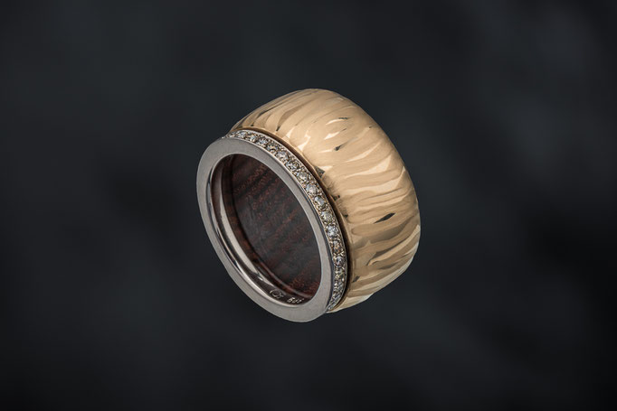 Produktnummer 4075 - 585/- Roségold, Kingwood, 585/- Weißgold, braune Brillanten