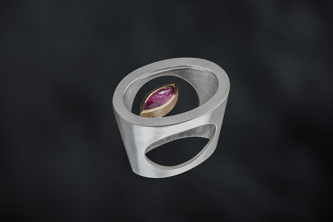 Produktnummer 3735 - 925/- Silber, 750/- Gelbgold, rosa Turmalin