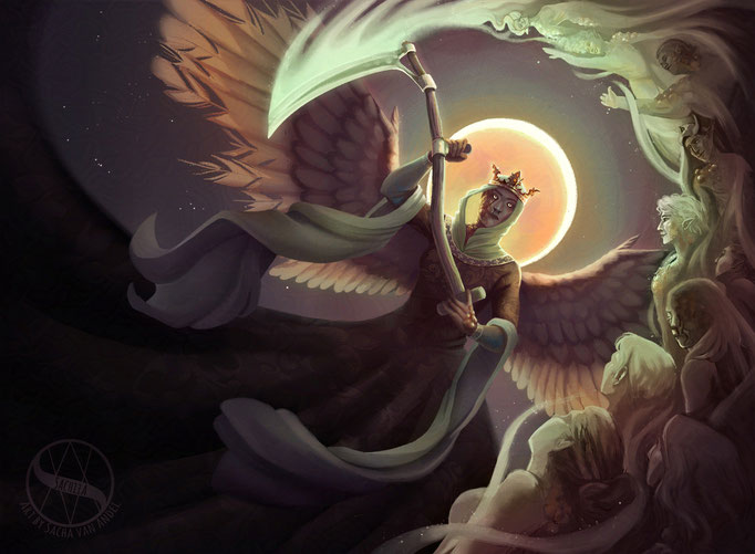 Angel of the Cycle: personal illustration (glazed)
