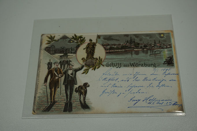 Ansichtskarte, coloriert, 1898, Gruss aus Würzburg, gelaufen. Die Ränder sind stark vergilbt. Preis: 8,00 €