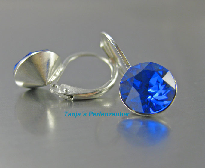 Tanjas Perlenzauber Chaton Ohrringe sapphire blau