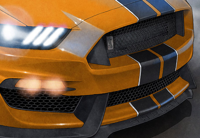 The front grill is very detailed with the radiator that is drawn