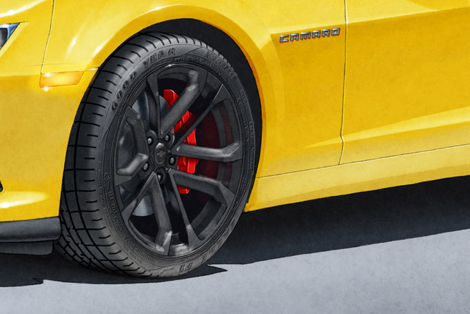 Une autre option du portrait dessiné est d'avoir le lettrage Good Year Eagle F1 Supercar et motif de semelle sur les pneus.