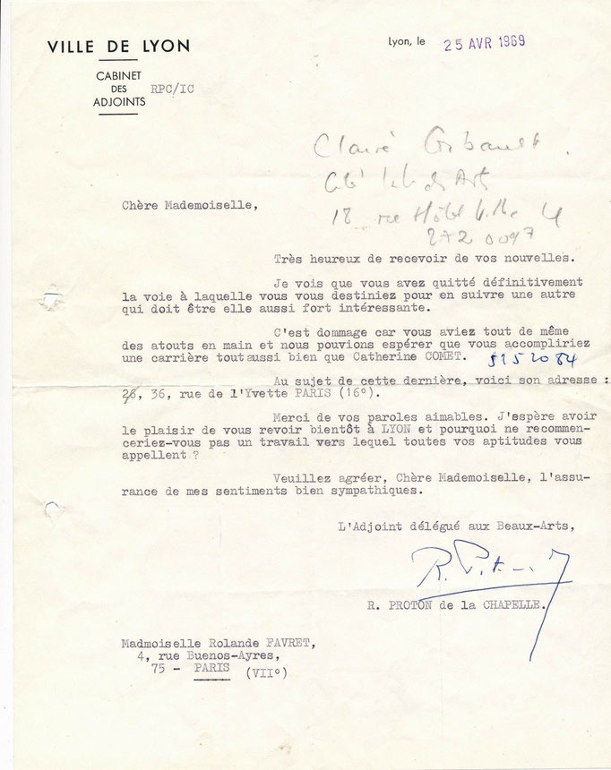 Robert Proton de la Chapelle correspondance autographe