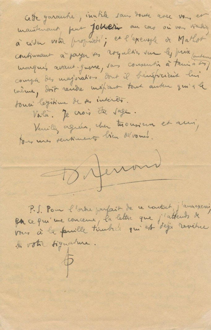 Pierre Octave Ferroud lettre autographe signée