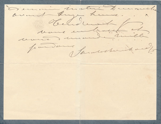 Sarah Bernhardt lettre autographe signée