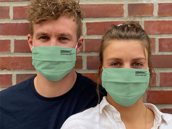Farbe (7) menthol-grün / "GRIMASKE" antivirale Atemschutzmaske - https://www.krawatten-tuecher-schals-werbetextilien.de/