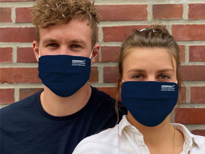 Farbe (25) dunkelblau / "GRIMASKE" antivirale Atemschutzmaske - https://www.krawatten-tuecher-schals-werbetextilien.de/