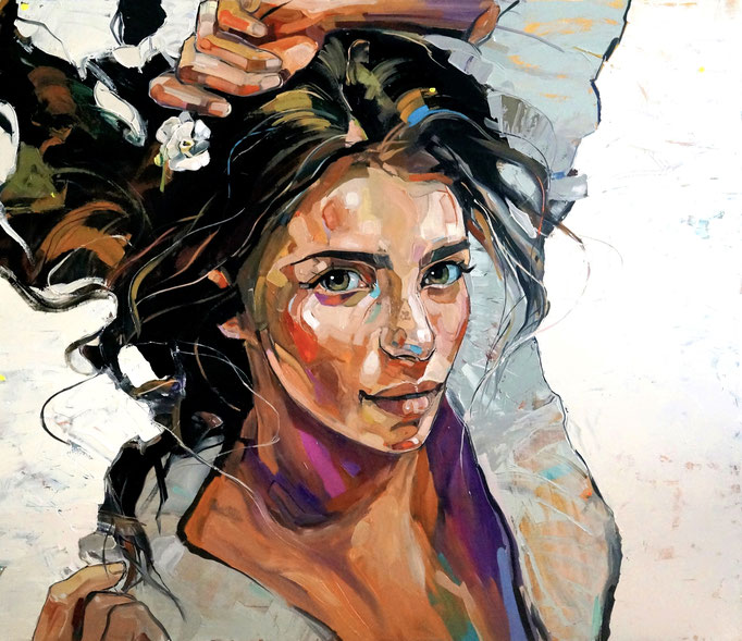 WHITE ORCHID 120x140cm, oil on canvas