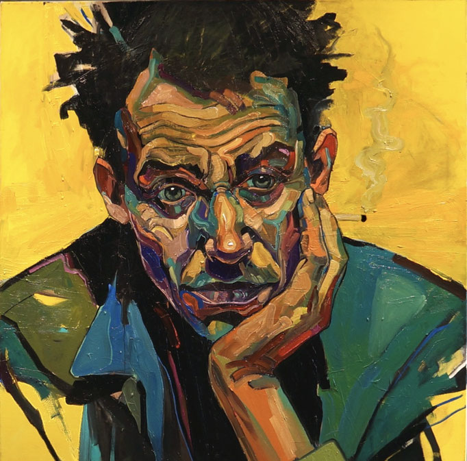 A MAN IN A GREEN JACKET, 100x100cm, 2024
