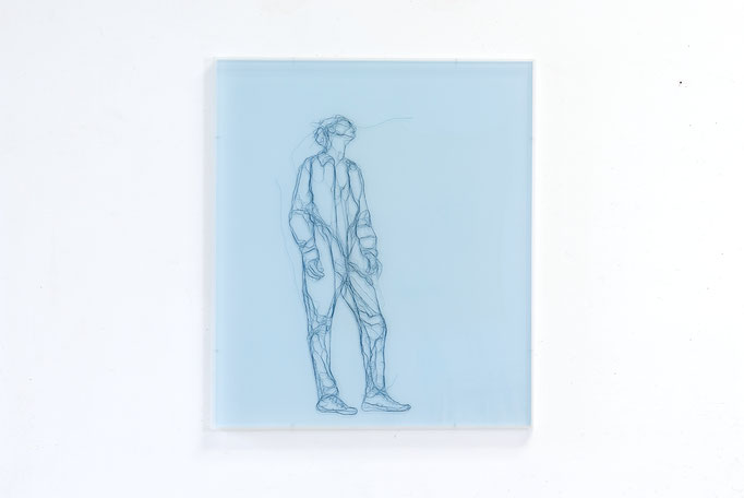 Laisser faire, 2017, Garn auf Acrylglas, 70 x 60 cm