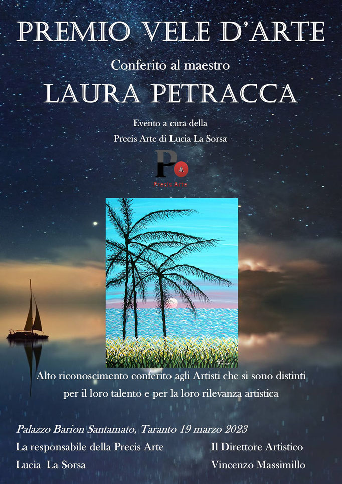 PREMIO VELE D'ARTE  conferito al maestro LAURA PETRACCA (Lecce)
