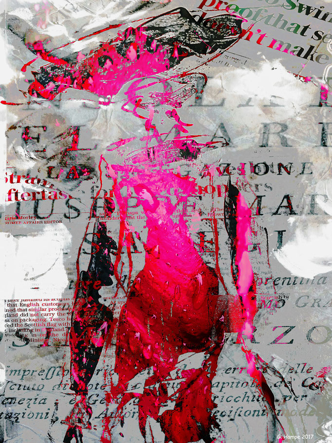 The woman in pink and red