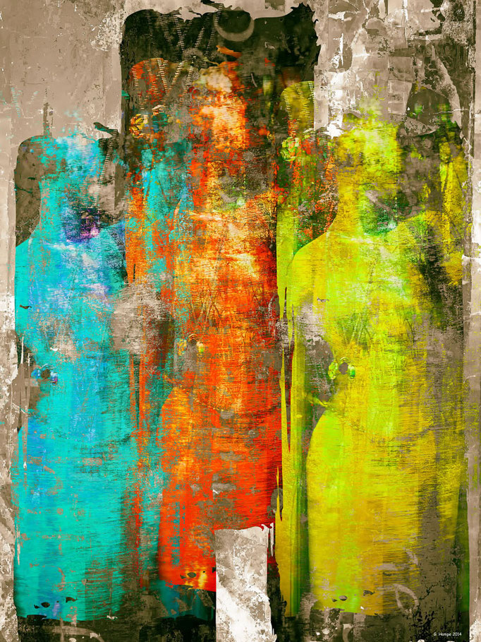 Three colorful women