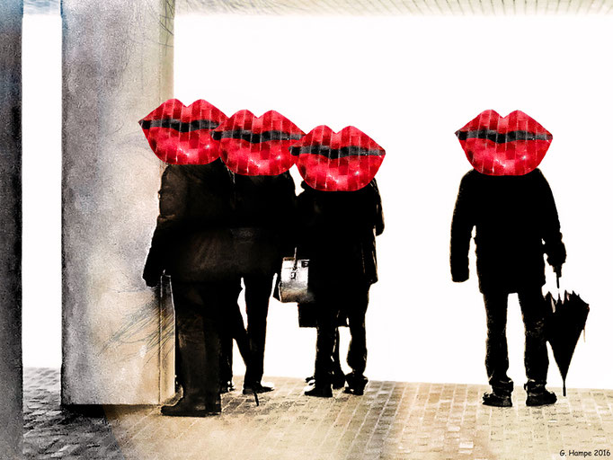 People at the Elphi with red lips