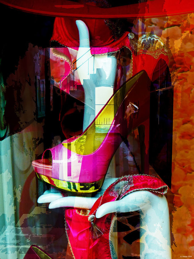 One pink shoe