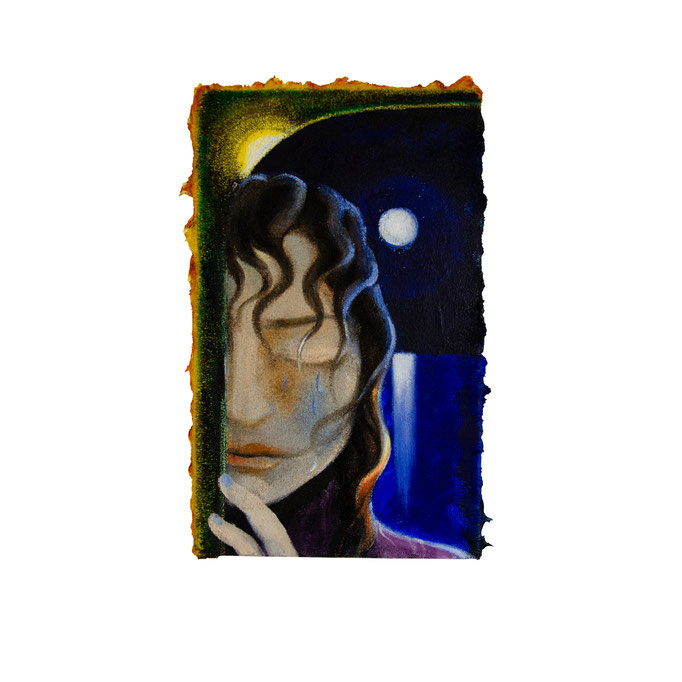 In repeat, Acrylic and sand on canvas, 40 x 24 cm, 2025