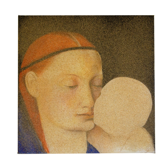 ODOR AMORIS, Acrylic, colored pencils and sand on canvas, 40 x 40 cm, 2025