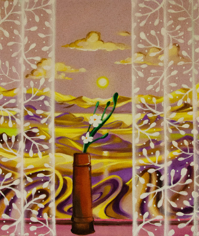 SO FERN SO NAH, Acrylic and sand on canvas, 50 x 40 cm, 2025