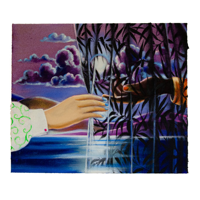 ICH schwarz, DU weiss, Acrylic, sand and glassand on canvas, 40 x 50 cm, 2025 40 