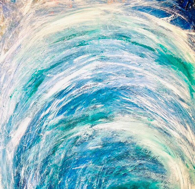 Inside the wave, Guincho, 100x100cm, Acryl auf Leinwand, 2019