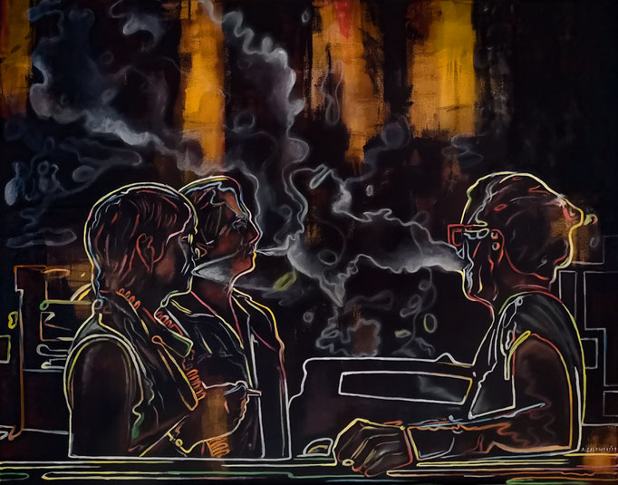 SMOKERS TALK | 2021 | Öl und Acryl auf Leinwand | 80x100 cm