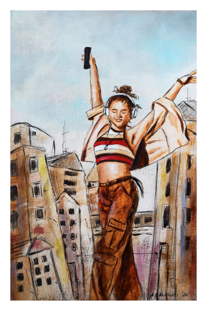 LEUTE 1 | 2024 | Acryl auf Papier | 20x30 cm