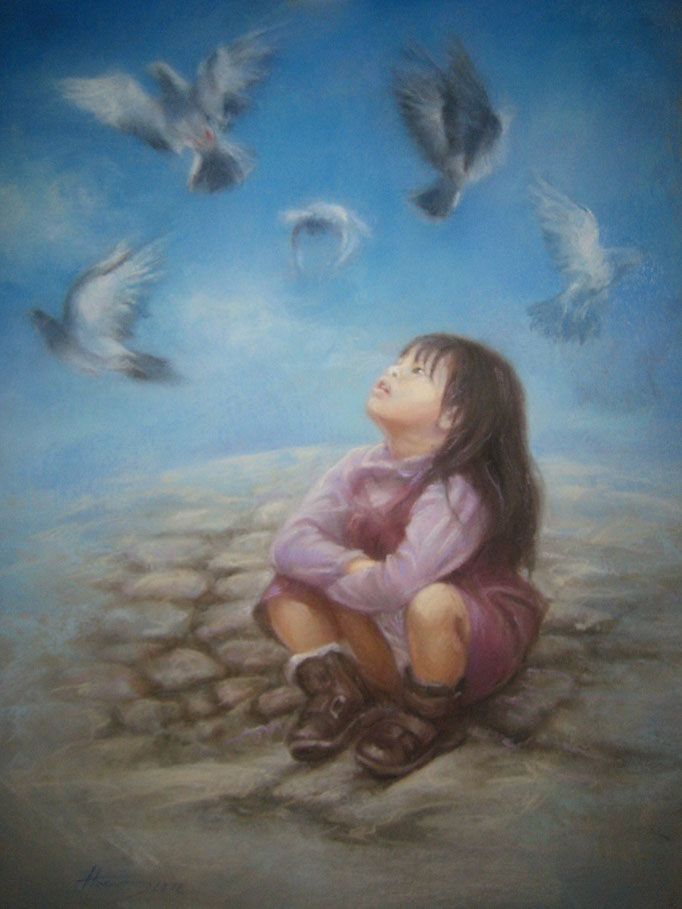 La fille et le ciel 50x70