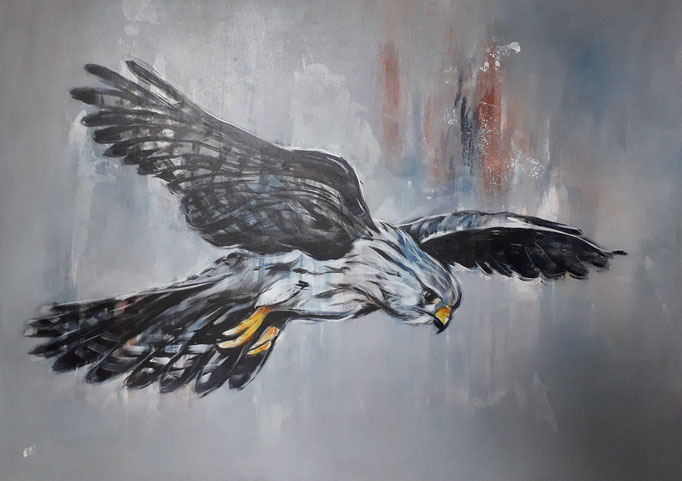 99 "Fliegender Falke" Acryl auf Leinwand 70 x 100 cm