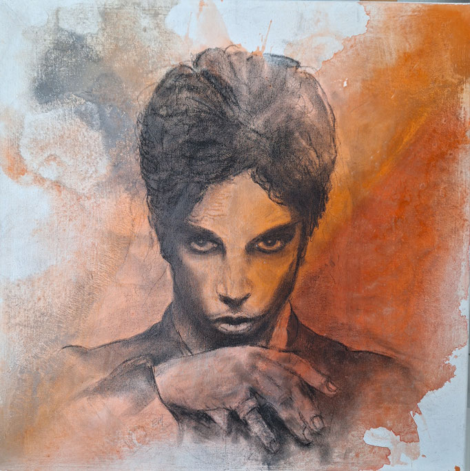 64 Kohle und Acryl auf Leinwand 60 x 60 cm