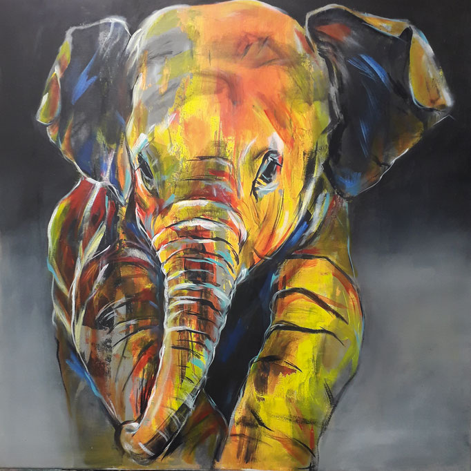 82 "Elefant 1"Acryl auf Leinwand 80 x 80 cm