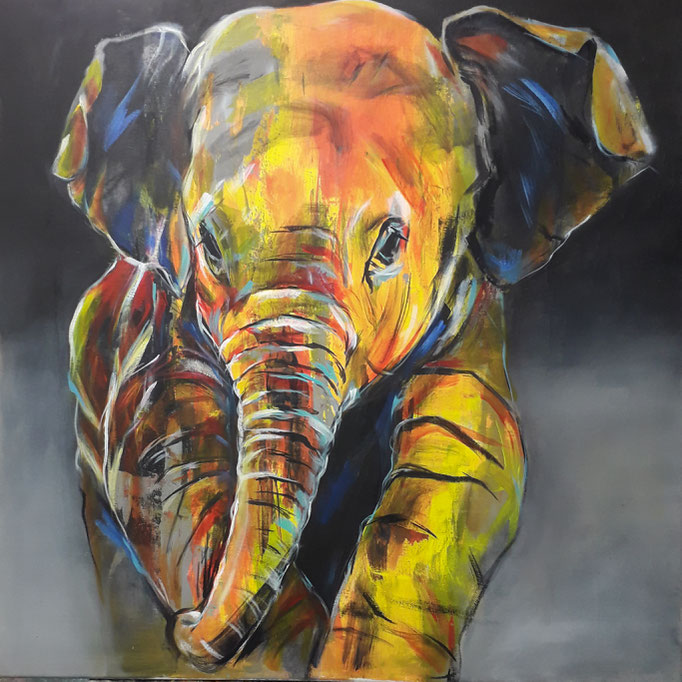 82 "Elefant 1"Acryl auf Leinwand 80 x 80 cm