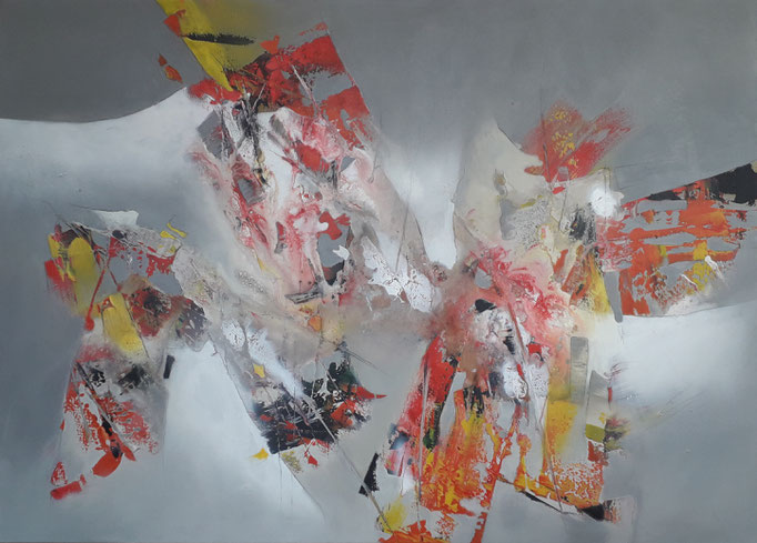 118 "Kraftfelder" Acryl auf Leinwand 100 x 140 cm