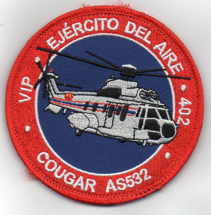 Parche de brazo del Ala 48, Escuadrón 402. Traslado de VIP en Cougar AS532