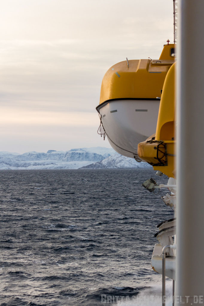 Rettungsboot auf der MS Midnatsol