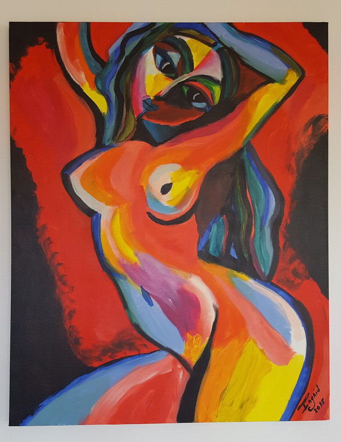 Uitdagend, acrylic 100-80 cm. Privé-collectie.