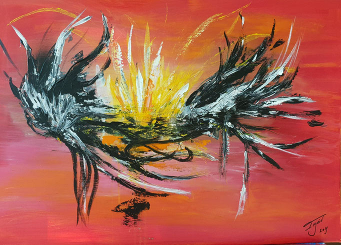 Struggle for life, acrylic 70-50 cm. Prijs: op aanvraag