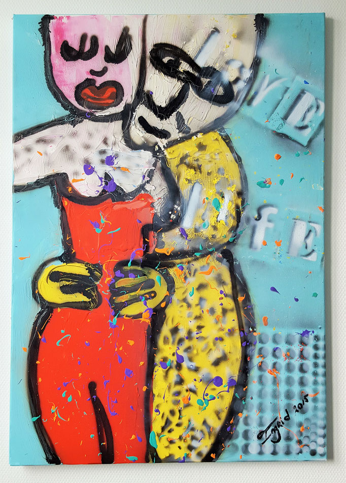 Love life, acrylic 70-100 cm. Prijs: op aanvraag