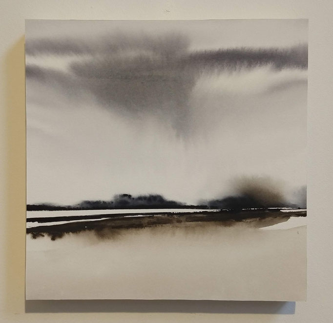 "Schemer" - 12, aquarel on aquarel paper/woodboard, 20 x 20 x 2.2 cm