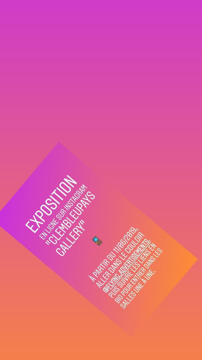 À partir du 11/06/2019, exposition en ligne sur Instagram, première salle : @flying_advertisements