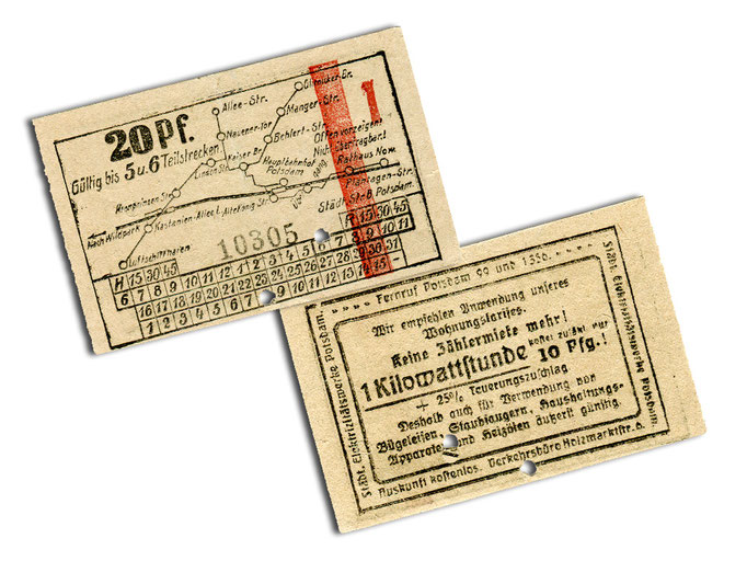 Einzelfahrschein für 5-6 Teilstrecken um 1920