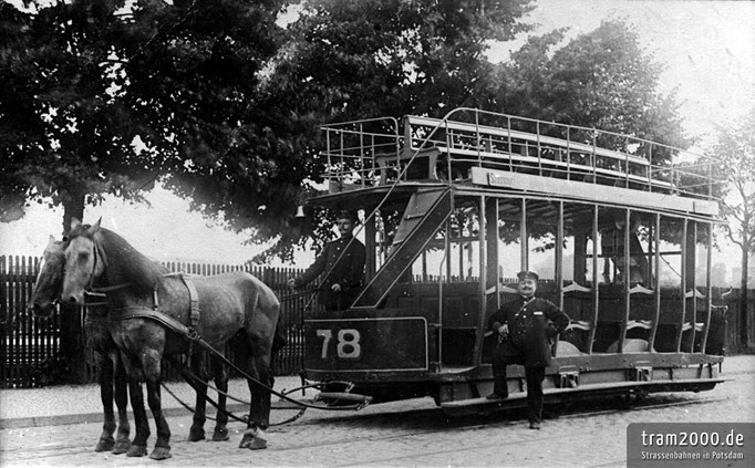 Offener Decksitzwagen Nr. 78 der Potsdamer Pferdebahn